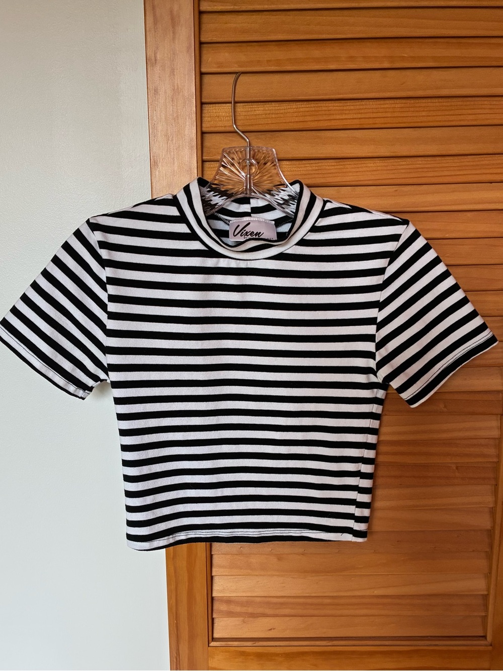 Vixen by Michelle Pitt Striped Mock Neck Crop Top XS